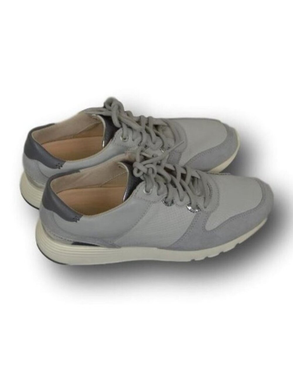 Womens Cole Haan Gray + Silver Accents Grand Crosscourt Sneakers / Shoes 8 NIB - Picture 2 of 6